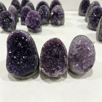 Vente en gros de grappe de drusy d'améthyste du Brésil, ornement de forme libre, pierre naturelle polie, cristal de quartz naturel pour la décoration intérieure