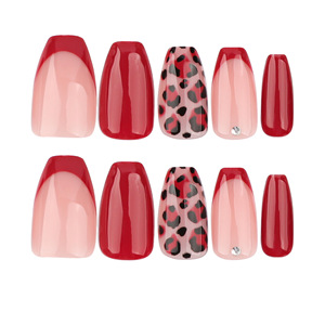 <span class=keywords><strong>Uñas</strong></span> Postizas Cuadradas Medianas Personalizables al por Mayor, <span class=keywords><strong>Color</strong></span> <span class=keywords><strong>Rosa</strong></span> Empolvado, Marrón, <span class=keywords><strong>Color</strong></span> Sólido, Base Nude, Negro, Rojo, Estampado de Leopardo - Product Image 4