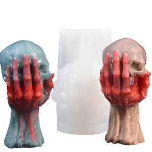 Early Riser tenant un crâne à la main bougies parfumées moule en silicone moule à bougie en plâtre décoration <span class=keywords><strong>de</strong></span> mariage outils <span class=keywords><strong>de</strong></span> gâteau moulures - Product Image 4
