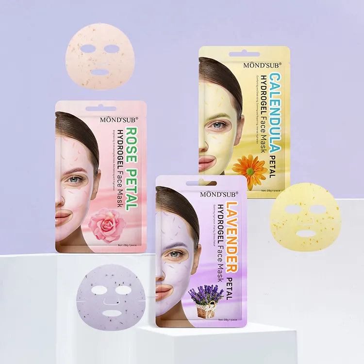 Foglio personalizzato per la cura della pelle di collagene idratante con petali di collagene prodotti di bellezza per idratanti maschere per il viso in idrogel