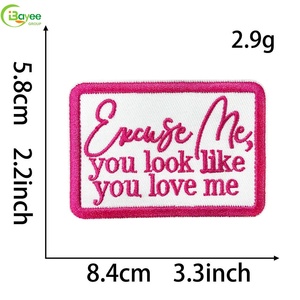 Parche bordado rosa ecológico al por mayor con palabras divertidas para esposo y esposa, termoadhesivo para sombrero, insignia, bolso - Product Image 2