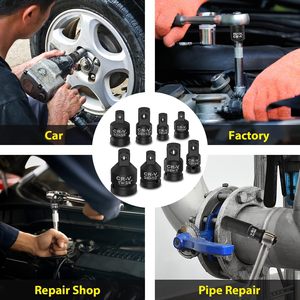 Set Adaptor dan Reducer Soket Impact 6 Buah, Ukuran 1/4", 3/8", 1/2" dan 3/4" Drive, CR-V dengan Kotak Penyimpanan untuk Peralatan Impact Wrench - Product Image 6
