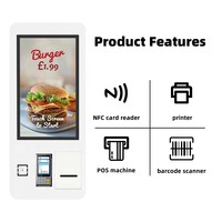 Kiosque tactile de 21.5 pouces en libre-service interactif avec terminaux de paiement par carte d'imprimante de scanner de point de vente Kiosque de commande automatique pour la restauration rapide