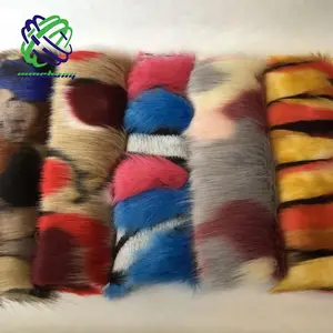 Keqiao Factory Lowest Wholesale Price Faux Fur Fabric Jacquard Colorful Fake Fur Long Hair