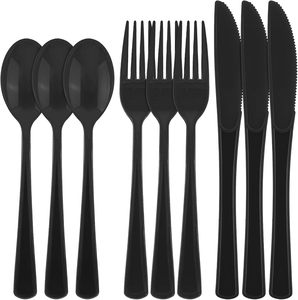 Juego de Cubiertos Desechables de Plástico PP Resistente de 4.5g, Ecológicos, Biodegradables, Impermeables y de Grado Alimenticio: Tenedor, Cuchara, Cuchillo y Palillos - Product Image 1