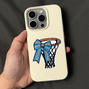 Pailletten-Basketballkorb-Schleifen-Aufnäher, Coquette Gameday Bügelbilder für Basketballmütter, Stickapplikationen für Taschen und Jacken - Product Image 3