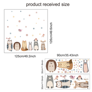 Autocollants muraux de dessin animé ours renard hérisson, mignon étoiles points décalcomanies créatives pour chambre d'enfant papier peint décoratif pour enfants - Product Image 6