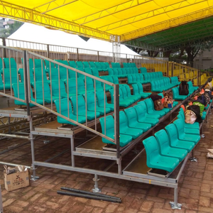 <b>15</b>-Row 15ft Aluminum Alloy Stadium Bleachers Blue Fixed Ergonomic Lightweight Outdoor Grandstands - Product Image 1