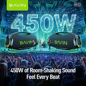 Altavoz <span class=keywords><strong>para</strong></span> Fiestas BAVIN BM57 de 450W, Micrófono Inalámbrico Dual, Batería de 40000mAh, BT5.3, Altavoz Portátil <span class=keywords><strong>para</strong></span> Exteriores, Luz RGB, Karaoke, Linterna, OEM - Product Image 3