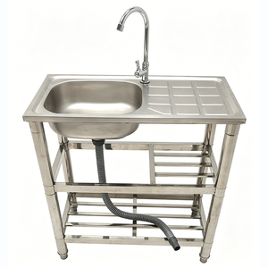 Évier utilitaire portable en acier inoxydable robuste, autoportant, amovible, à cuve unique, pour cuisine intérieure/extérieure, <span class=keywords><strong>jardin</strong></span>, salle de bain - Product Image 3