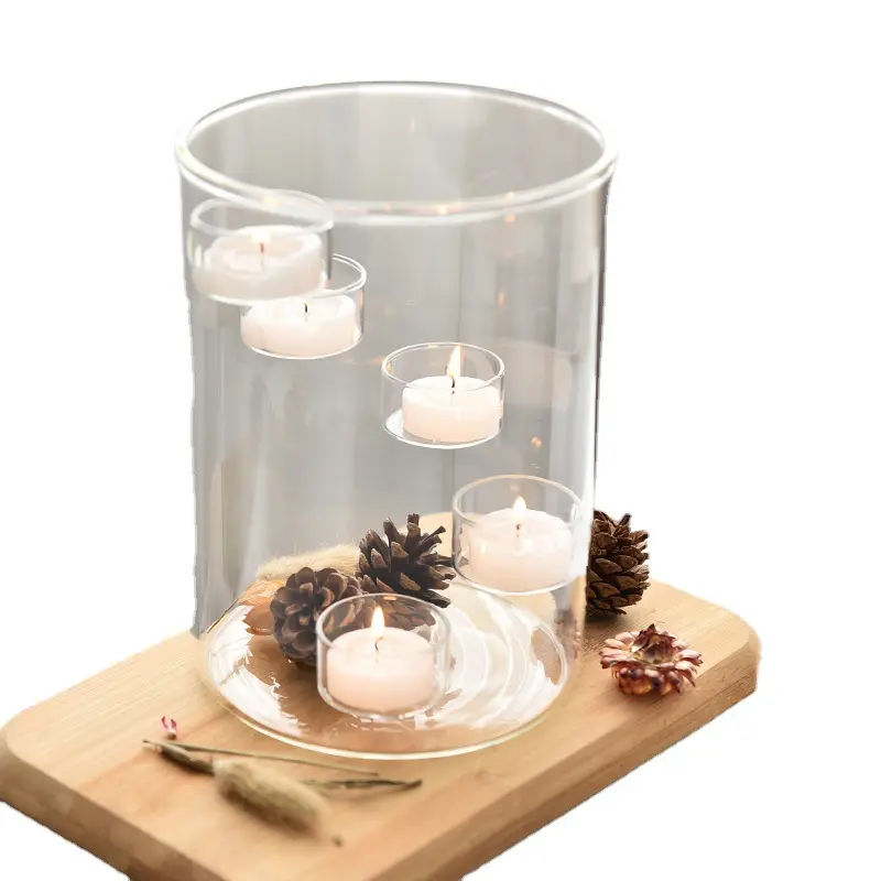 Yaratıcı temizle cam küre topu yuvarlak Tealight küre için romantik düğün parti ev dekorasyon için su kasırga mum