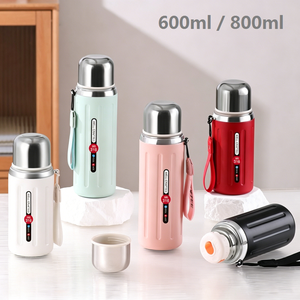 Botella de Agua Aislada al Vacío de Acero Inoxidable de Lujo de 600ml/800ml con Aislamiento Térmico de 6-12 Horas para Bebidas Frías/Calientes - Product Image 2