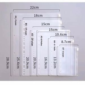 A5/A6/A7 Frosted PVC Zip Lock Planner Pocket File Holder 6 Rings Clear <b>Envelope</b> A6 Binder Insert Cash Loose-leaf Gift - Product Image 5