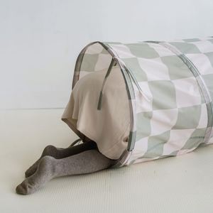 Cadeaux uniques et chaleureux pour enfants, jouets d'extérieur pour bébés, tunnel pour chiens pliable en vert à carreaux - Product Image 3