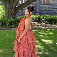 Robe longue à sequins pour femme, taille naturelle, couleur bonbon, dos nu, à volants, printemps-été