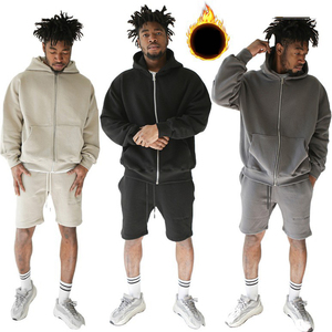 Sudadera con capucha de forro polar de 400 g/m² con cremallera completa sin cordón, OEM, negra, con cremallera, al por mayor - Product Image 3