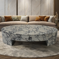 Table basse circulaire moderne en marbre pour salon haut de gamme