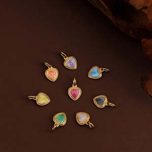 Acero inoxidable esmalte impermeable rojo personalizado oro encanto corazón collar - Product Image 2