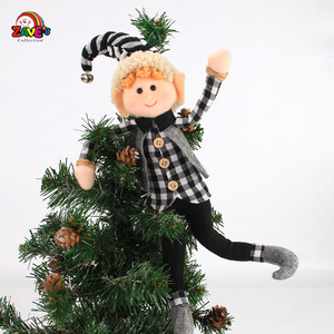 Zaves Wholesale Paire d'<span class=keywords><strong>elfes</strong></span> modernes en peluche polaire à membres flexibles de 14 pouces, à carreaux noir et blanc, pour décoration de Noël à la maison et sur l'arbre - Product Image 4