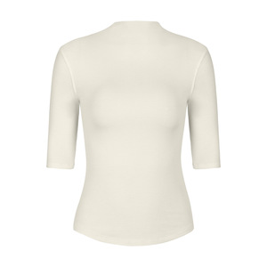 Camiseta de Yoga Modal SUHE TS-014 Lanjing para Mujer, Cuello Alto, Corte Ajustado, Manga Corta, Color Azul Marino Sólido - Product Image 4