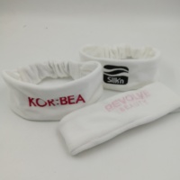 Bandeau de spa pour femme en coton éponge velours blanc brodé, style doux, pour soins du visage et douche, bandeau doux pour cheveux