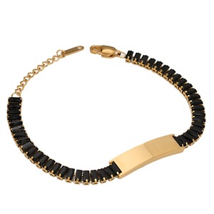 <span class=keywords><strong>Bracciale</strong></span> Tennis Personalizzato <span class=keywords><strong>con</strong></span> Cristalli Colorati, Placcato Oro 18K, in Acciaio Inossidabile, Gioiello <span class=keywords><strong>con</strong></span> Targhetta Personalizzabile - Product Image 5