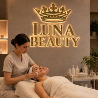 Enseignes lumineuses LED personnalisées pour intérieur, avec logo rétroéclairé et lettres LED, sur panneau métallique, pour salons de cils et de manucure