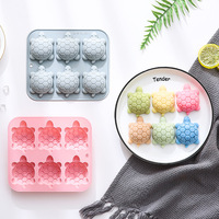 Moule à gâteau en silicone antiadhésif 6 cavités tortue, qualité alimentaire, réutilisable, mignon, magnétique, pour chocolat, bonbons et glaçons DIY