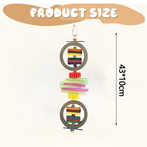 Jouet à mâcher multicouche pour oiseaux, double <span class=keywords><strong>anneau</strong></span> en papier, bloc en <span class=keywords><strong>bois</strong></span>, tube en plastique, jouet suspendu pour cage de perroquet - Product Image 5