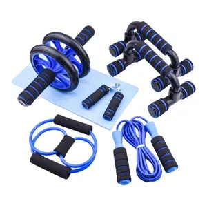 Hot Selling abdominal roller wheel ab 8 shape loop wheel and jump rope suit wheel roller fitness ab jumping rope roller