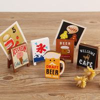 Support de mémo en bois de style japonais, pince à photos, mini chevalet, présentoir de cartes pour la décoration de table de café, bar à bière, glacier