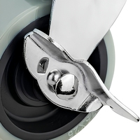 Roue pivotante en PVC grise à fixation par plaque avec frein latéral pour chariot et mobilier