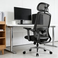 Chaise de bureau de direction en gros, contemporaine, dossier haut, ergonomique, pivotante, en maille avec accoudoirs en PU, hauteur réglable