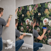 Papier peint mural floral vintage foncé personnalisé, toile à l'huile botanique rose pour la décoration du salon et de la chambre