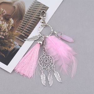 <span class=keywords><strong>Porte</strong></span>-clés vintage en <span class=keywords><strong>macramé</strong></span> bohème attrape-rêves, avec pendentif de luxe en plumes et alliage pour clés de voiture, idéal pour la sublimation. - Product Image 2