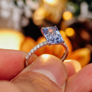 Blue Lab Grown Diamond <b>Ring</b> Custom Wedding <b>Ring</b> <b>Set</b> 18k <b>Gold</b> with Diamond Fashion Jewelry <b>Rings</b> - Product Image 2