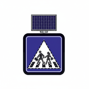 Señal de Tráfico LED de Aluminio de 60 x 60 cm con Energía Solar, Señal de Advertencia y Seguridad para Cruce Escolar al Aire Libre - Product Image 2