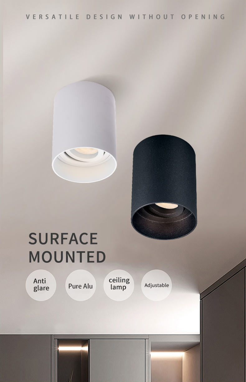 Adjustable AC 220-240V Surface Mounted LED Downlights Cylinder IP20