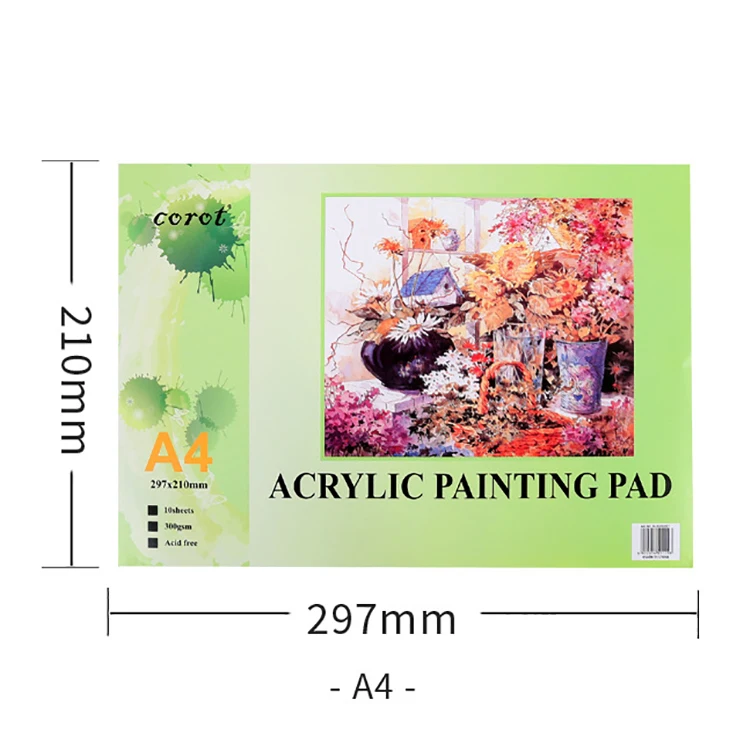 Artist painting paper 10 sheets acid free A4 size 300gsm acrylic oil painting pad