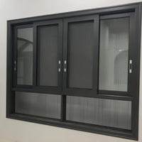 Fenêtre coulissante à persiennes en alliage d'aluminium moderne avec verre trempé, insonorisée et antivol, pour usage résidentiel