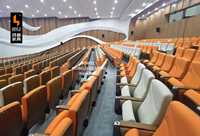 Salle de conférence scolaire personnalisée siège pliant mobilier de théâtre chaises d'auditorium en tissu mobile avec table