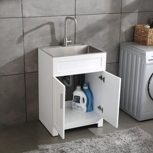 Tocador de baño de PIE BLANCO moderno, puerta con acabado lacado, cuerpo de MDF, espejo de cobre cerámico, ropa resistente al agua - Product Image 3
