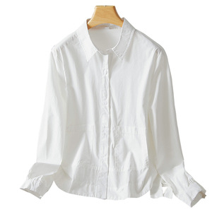 Factory Direct Sales White Shirt Women's Long Sleeve Design Top 2026 Spring and Autumn New Double Side Pocket Women's Shirt - Product Image 5