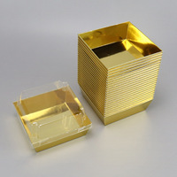 Boîte à gâteau transparente carrée en feuille d'or pour pâtisserie, boîte à sandwich transparente, boîte à biscuits, boîte à pizza, boîte à dessert pour desserts coupés et emballés
