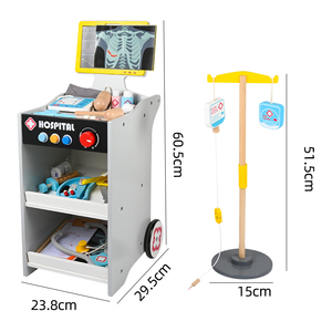 Nouvelles jouets pour enfants : chariot médical de docteur en bois pour jeu d'imitation éducatif préscolaire, pour filles - Product Image 5