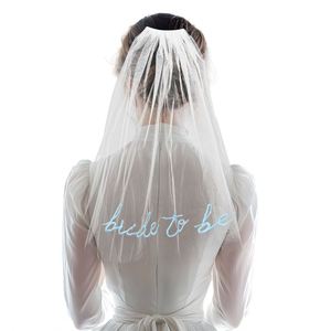 Accessoires pour enterrement de vie de jeune fille et fête prénuptiale, voile brodé bleu, blanc, rose, noir pour future mariée - Product Image 1