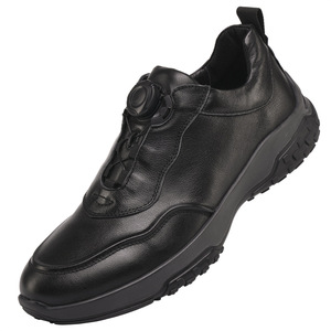 Men's Cow Leather Walking Shoes <b>Round</b> <b>Toe</b> Rubber Outsole Low <b>Heel</b> Anti Slip Buckle Solid Color Casual Style - Product Image 4