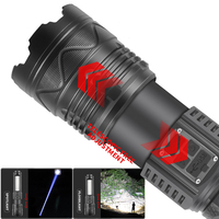 Lampe de poche tactique de camping rechargeable par USB avec affichage numérique de la puissance, zoom, banque d'alimentation, lumière latérale rouge et bleue longue portée LED 60W