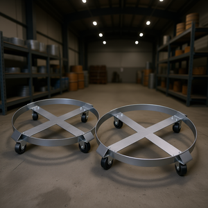 Carretilla para bidones de acero de 55 galones, redonda, de alta resistencia, con 4 ruedas giratorias para talleres, almacenes, barriles y cubos. - Product Image 2