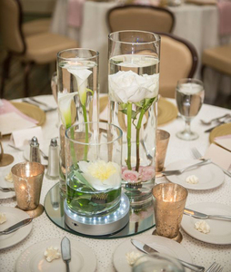 Centres de table de mariage, cylindre en verre, porte-bougies flottants, vases cylindriques en verre avec bougies flottantes - Product Image 2